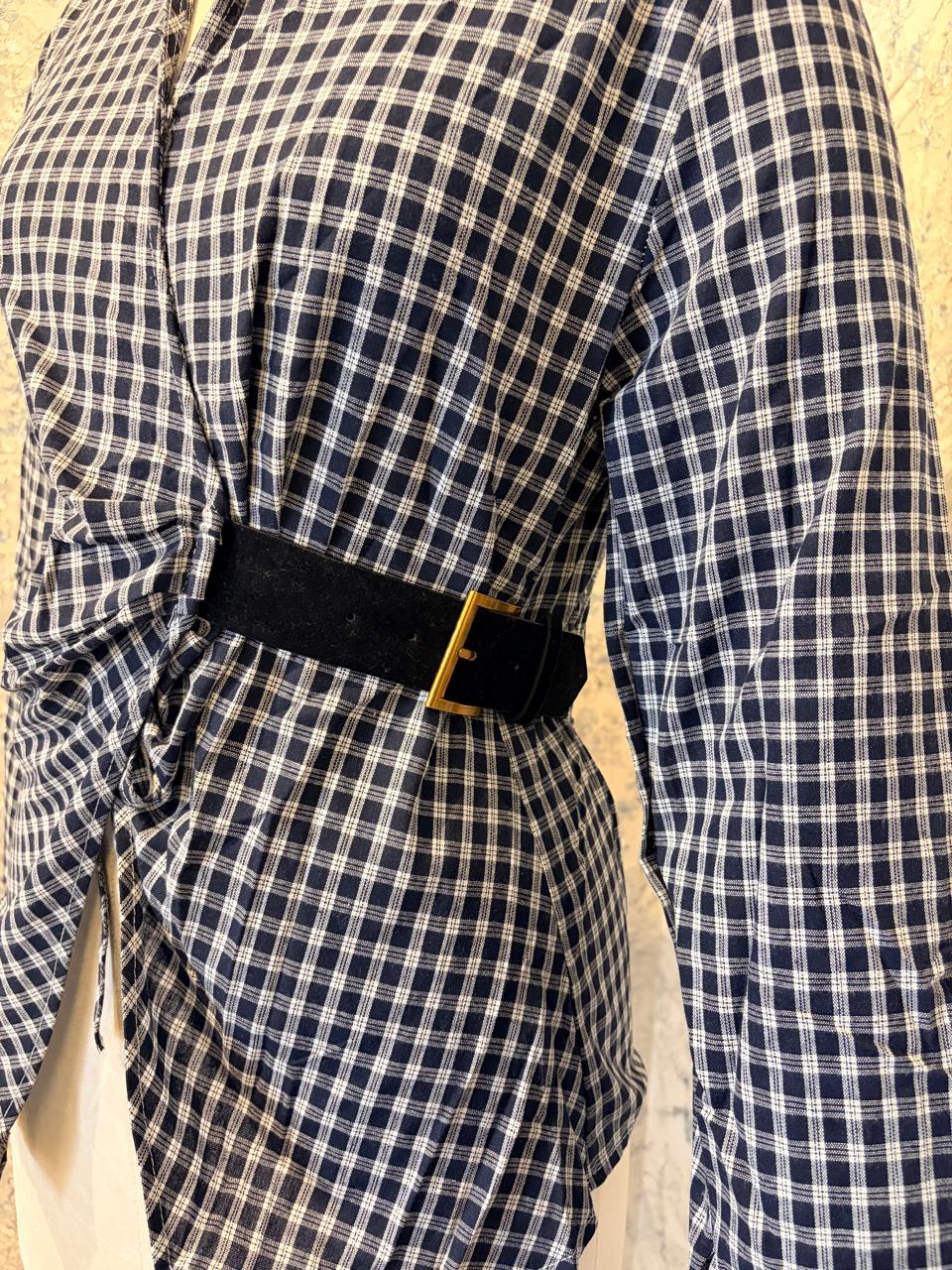 Plaid Check Belted Shirt