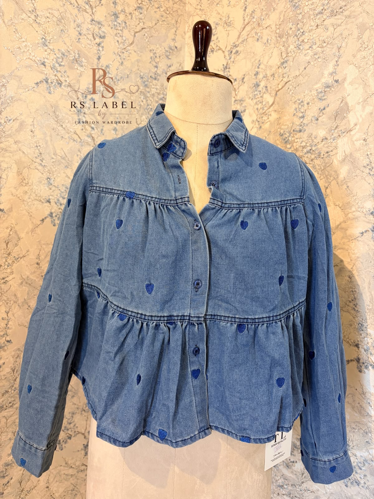 Heart Denim Peplum Shirt
