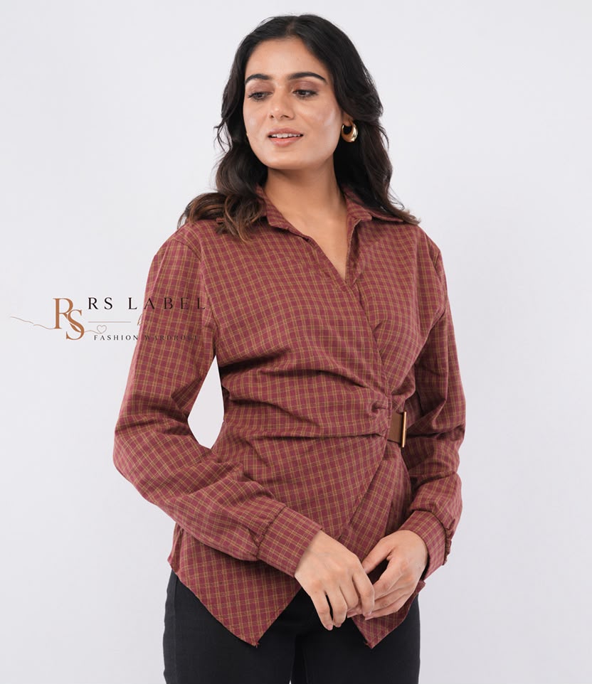 Plaid Check Belted Shirt