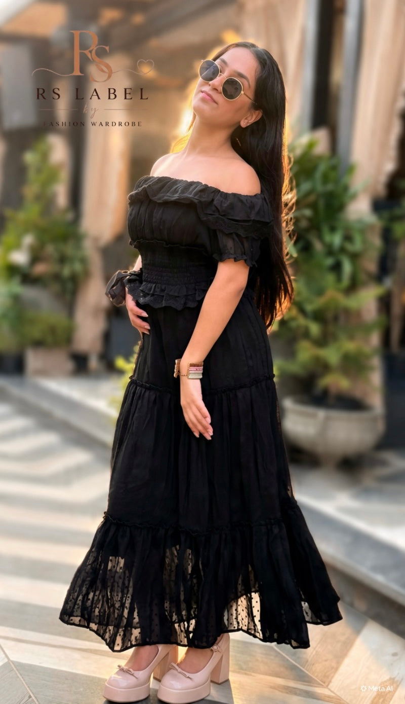 Off-Shoulder Ruffle Tiered Maxi Dress