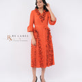 Pleated Ruffle Trim Midi Dress