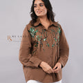 Sequin Embroidered Button-Down Shirt