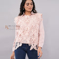 Butterfly Crochet Lace Vest & Button-Down Shirt Set