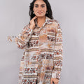 Vintage Floral Print Crystal & Beaded Embellished Button-Down Shirt