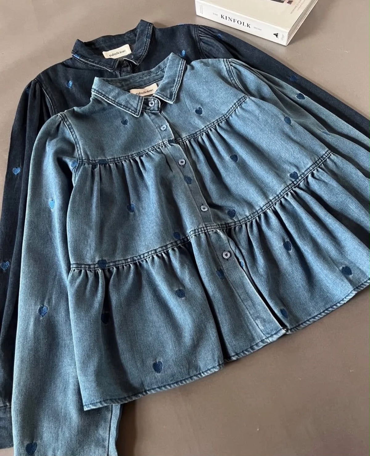 Heart Denim Peplum Shirt