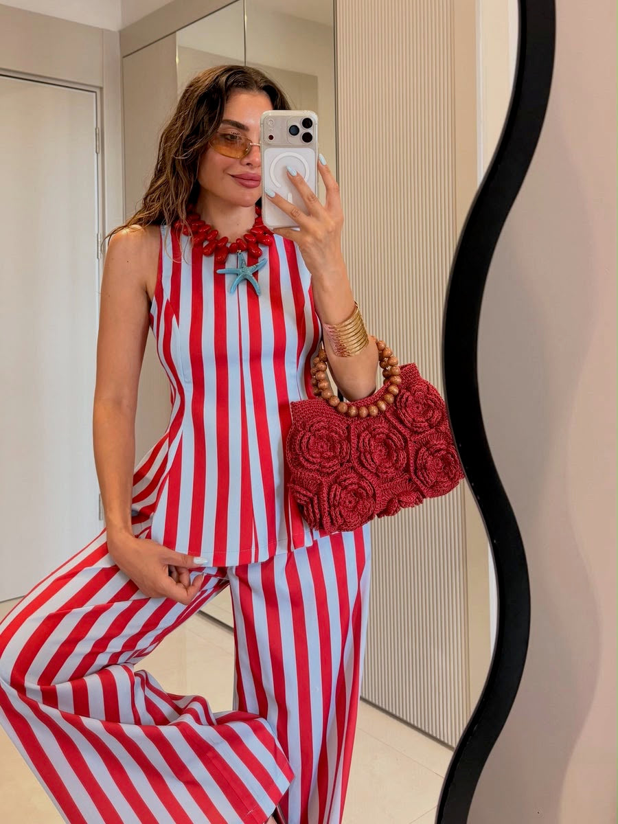 Candy Stripe Peplum Co-Ord  Set