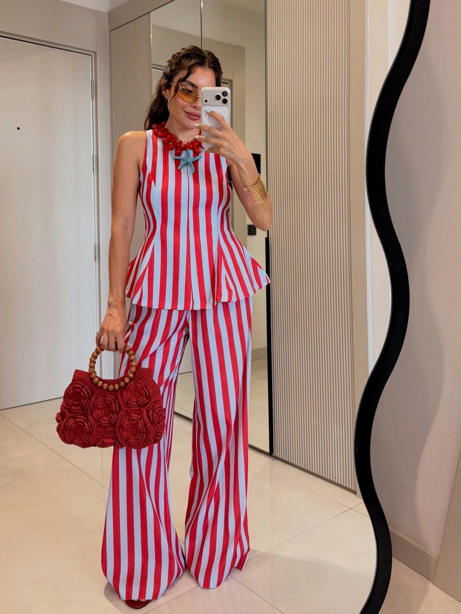 Candy Stripe Peplum Co-Ord  Set