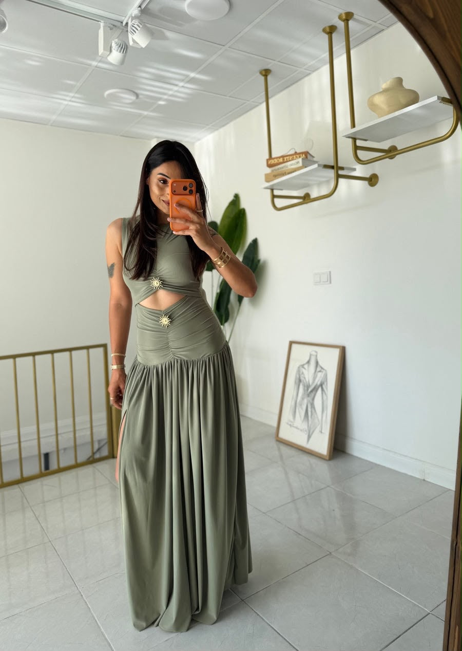 Solene Sunburst Cut-Out Maxi Dress
