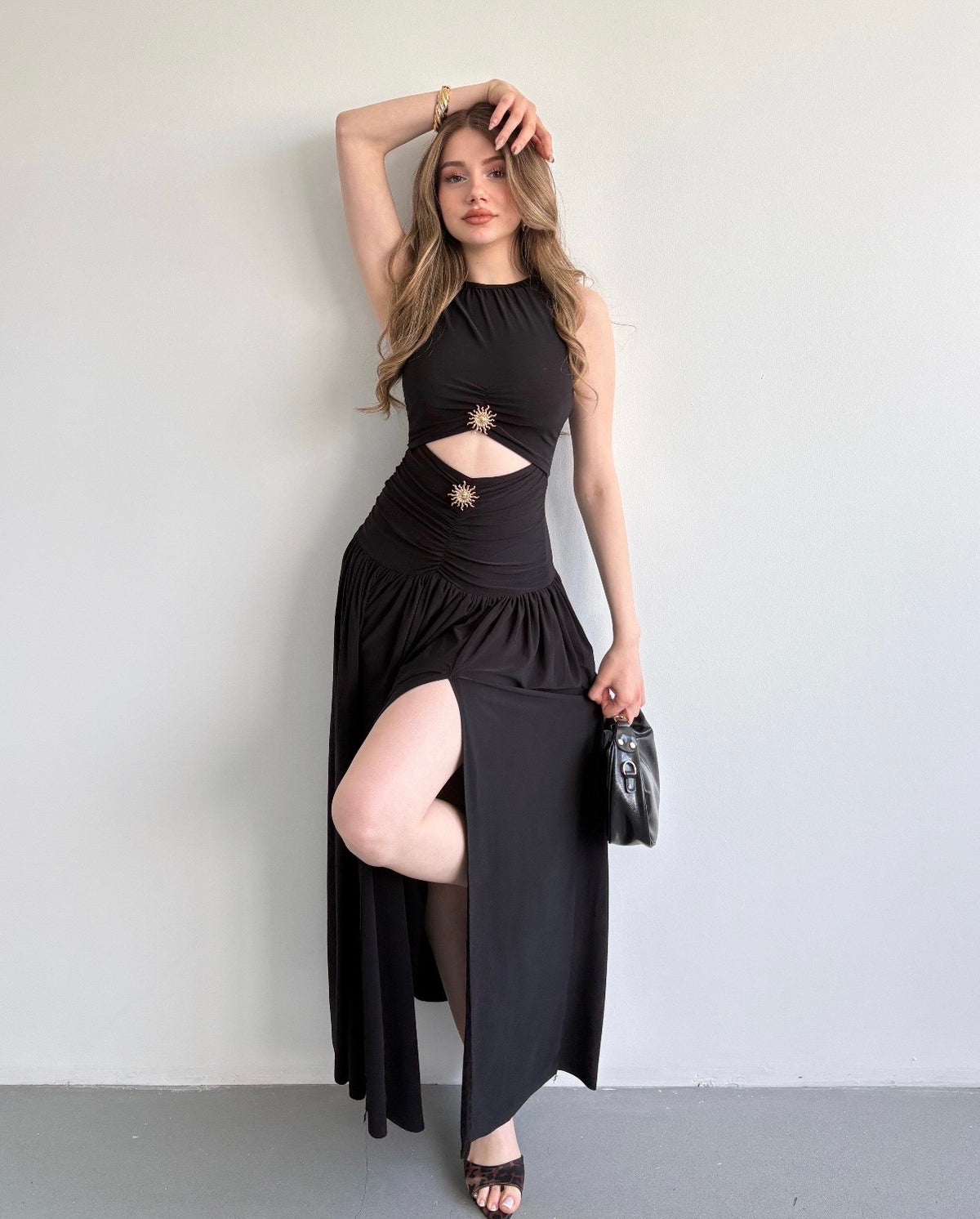 Solene Sunburst Cut-Out Maxi Dress