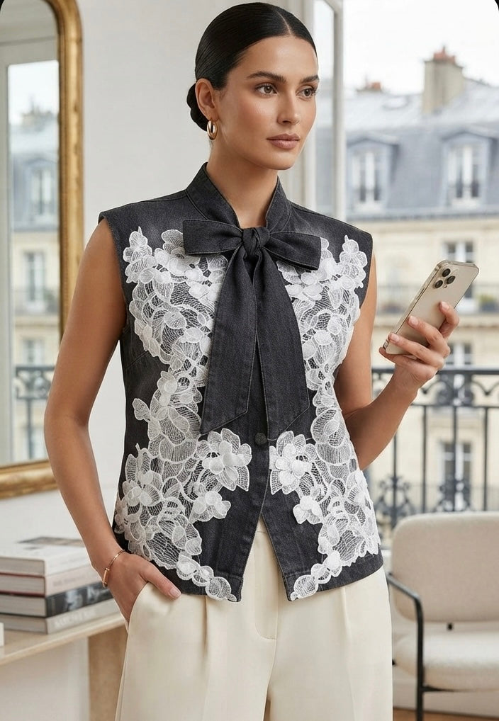 Lace Bow Vest