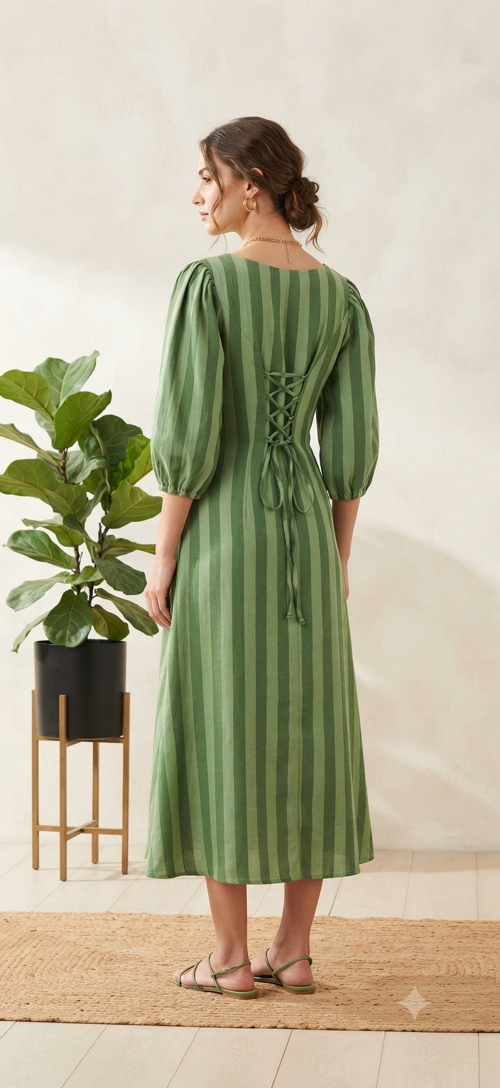 Sage Striped Dress