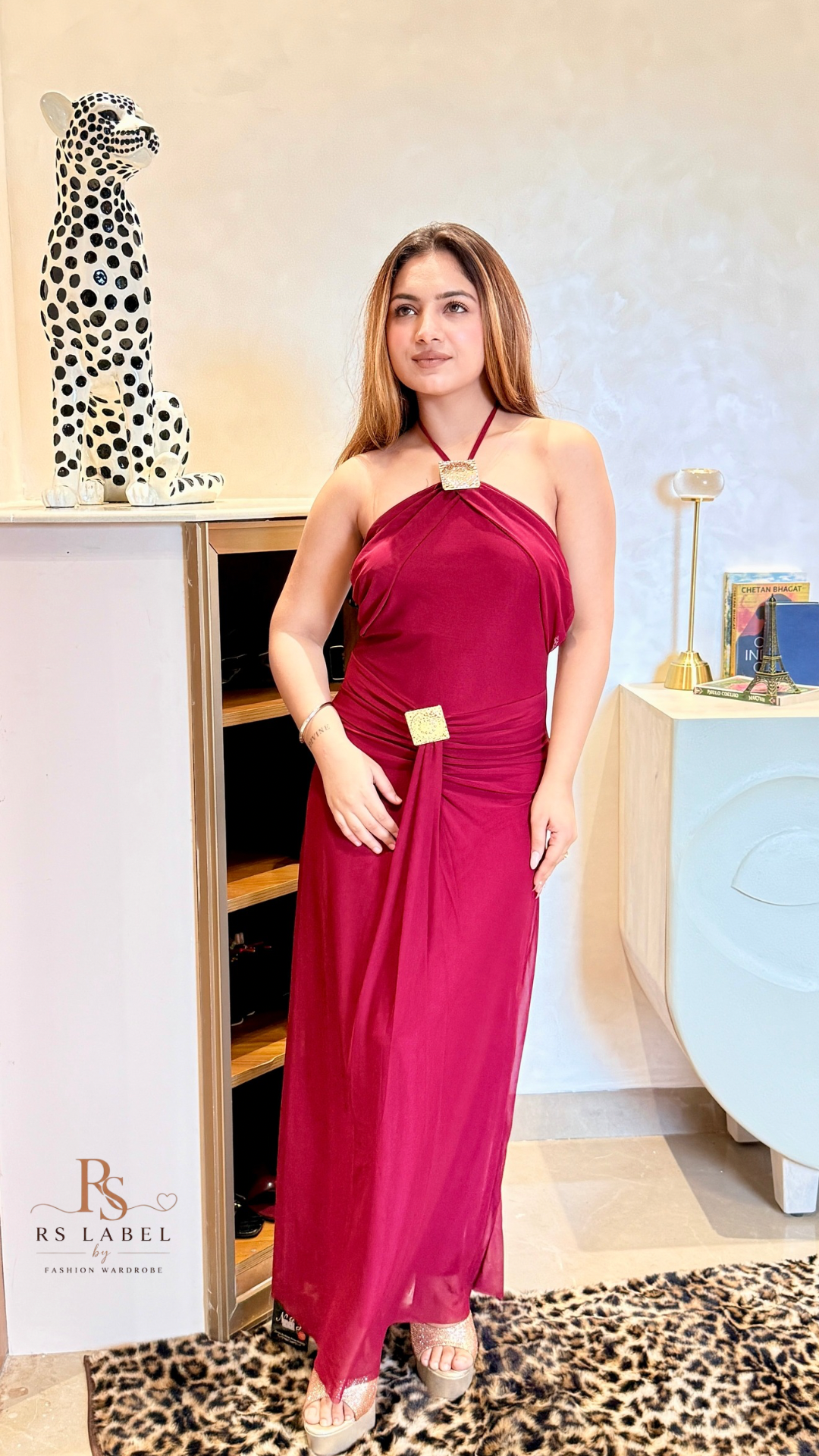 Aperol Halter Neck Maxi Dress
