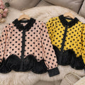 Beaded Collar Polka Dot Blouse